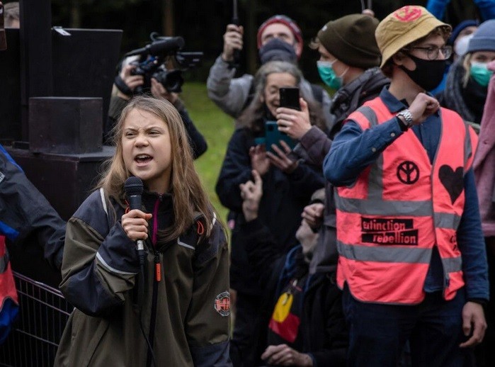 Create meme: Greta Thunberg, protest , location thunberg
