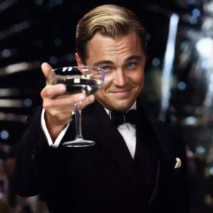 Create meme: Gatsby glass, the great Gatsby the glass, happy birthday Leonardo DiCaprio with a glass of