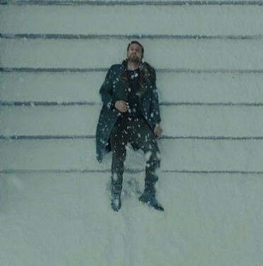 Create meme: Blade Runner 2049 Ryan Gosling on the steps, blade runner, blade runner 2049 gosling in the snow