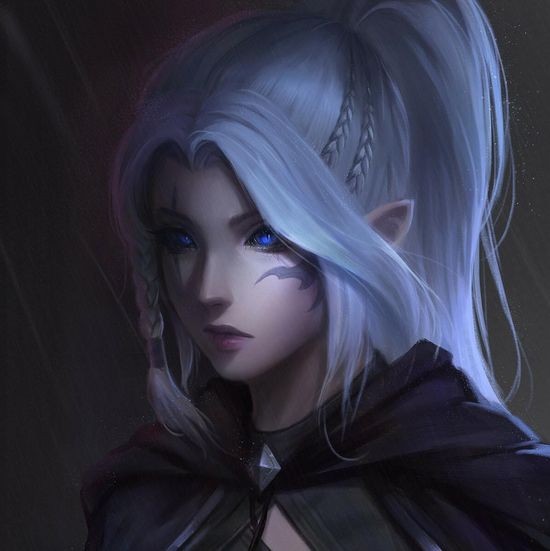 Create meme: an elf with white hair, dark elf, Dark elf art