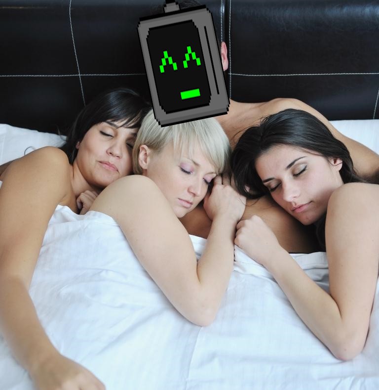 Create meme: in bed with two, in bed with a girl, Three in bed