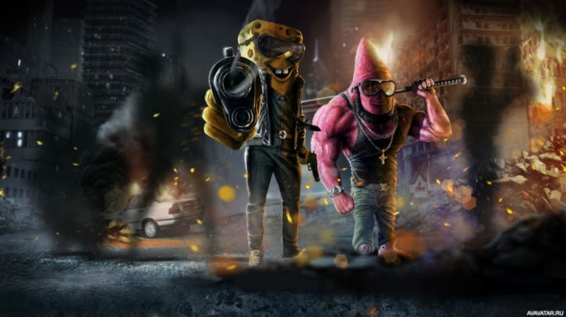 Create meme: sponge Bob square pants , spongebob and Patrick , Spongebob and Patrick are gangsters