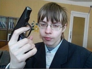 Create meme: Student with gun