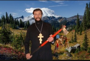 Создать мем: православный священник, батюшка с топором, человек