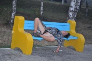 Create meme: bench, pictures about drunk girls, humor
