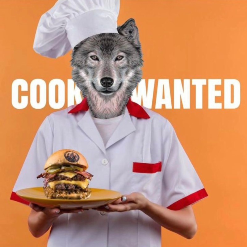 Create meme: girl cook, The wolf is a cook, The yellow cook