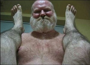 Create meme: the grandfather with a beard, hairy leg, grandfather