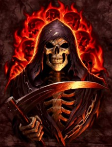 Create meme: flaming skull, skull of death