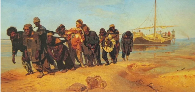 Create meme: repin paintings boatmen on the Volga, Ilya Repin boatmen on the Volga 1870 1873, Repin's painting barge haulers on the Volga