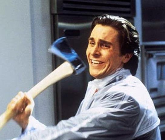 Create meme: American Psychopath 2000, Christian bale American psycho, American psycho with an axe