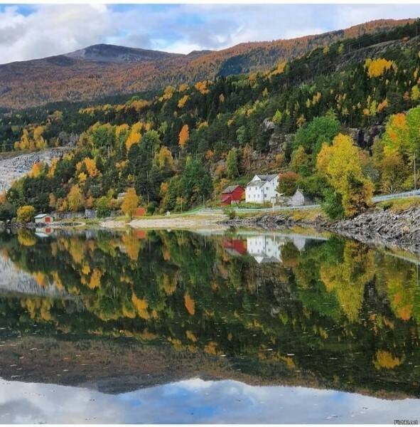 Create meme: autumn in norway, nature landscape, autumn 