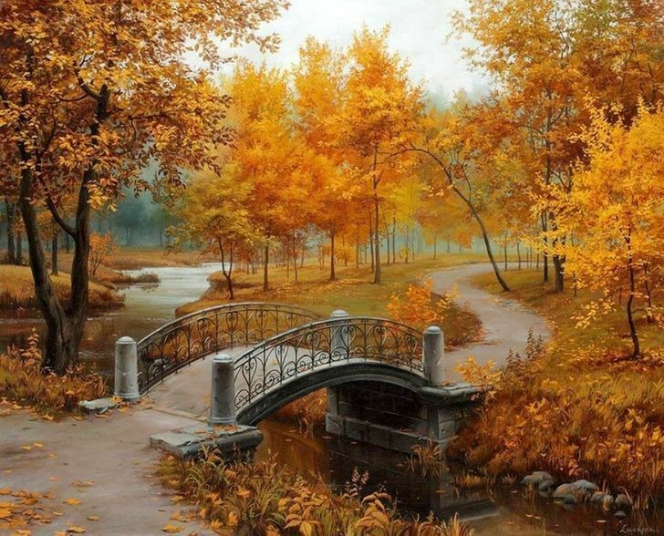 Create meme: painting autumn, painting autumn landscape, autumn park