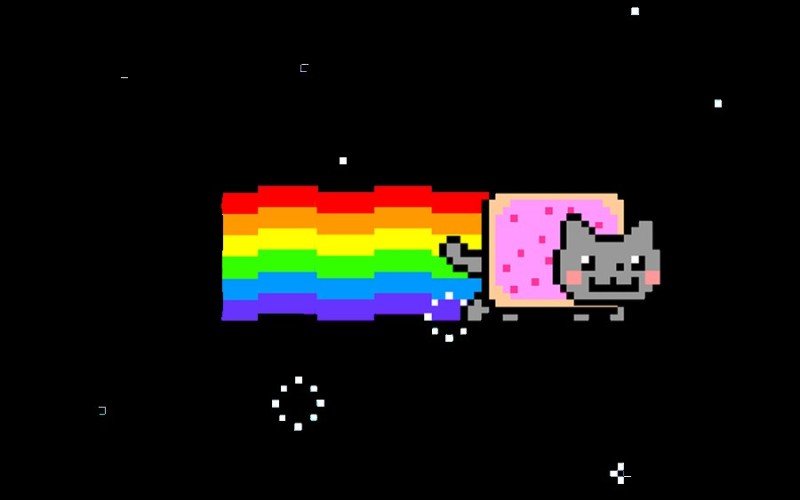Create meme: a cat with a rainbow, nyan kat 2d, cat with a rainbow