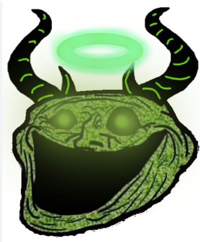 Create meme: lobotomy geometry dash, Trollface horror God is green, nature corruption trollge