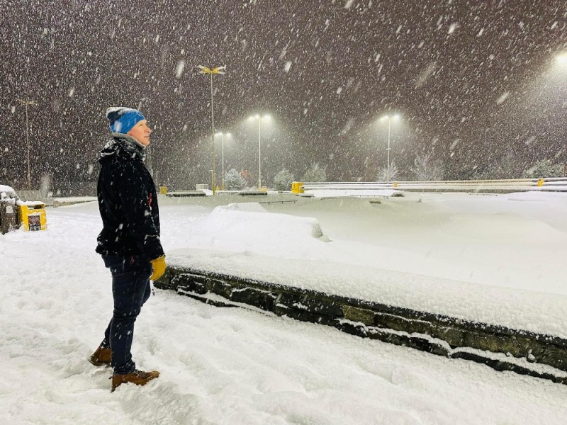 Create meme: ice rink, snowfall , snow 