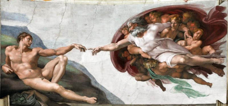 Create meme: picture Michelangelo hands, The Creation of Adam by Michelangelo 1511, Michelangelo painting