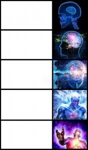 Create meme: supermind, expanding brain template, the overmind meme