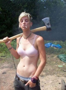 Create meme: a woman with an ax, women, the girl with the axe