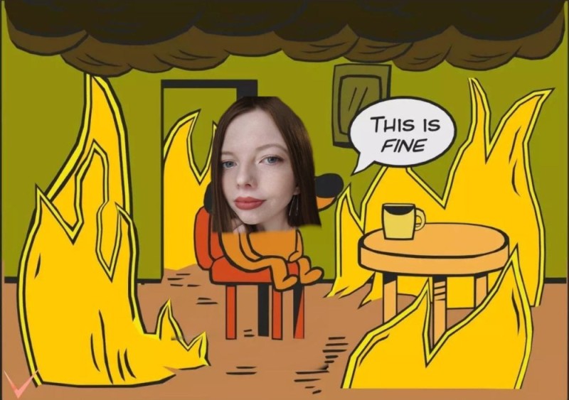 Create meme: a dog in a burning house, meme this is fine, this is fine 