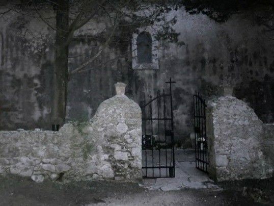 Create meme: cemetery at night with ghosts, bringing to the cemetery at night, The ghost in the cemetery 2009