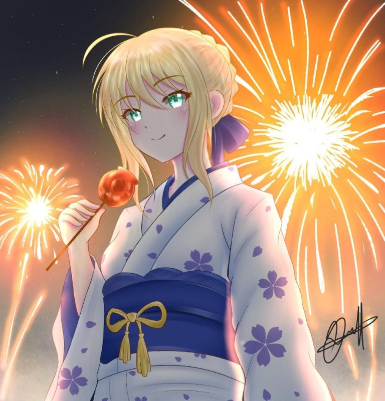 Create meme: saber waifu, saber anime, anime art