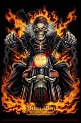 Создать мем: skeleton rider, скелет байкер, череп призрачного гонщика