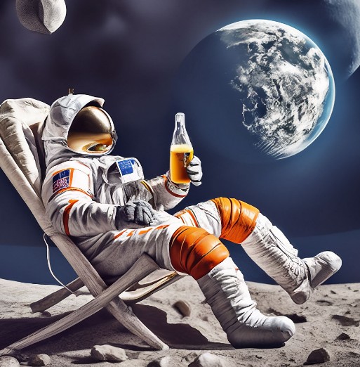 Создать мем: космонавт с пивом, космонавт в космосе, в космос
