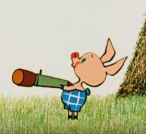 Создать мем: винни пух мультфильм 1969 пятачок, пятачок из винни пуха с ружьем, винни пух пятачок