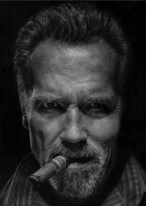 Create meme: a man with a cigar, Schwarzenegger with a cigar, Arnie with a cigar