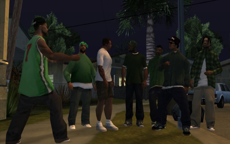 Create meme: grand theft auto: san andreas, gta san andreas grove street, san andreas grove street gang