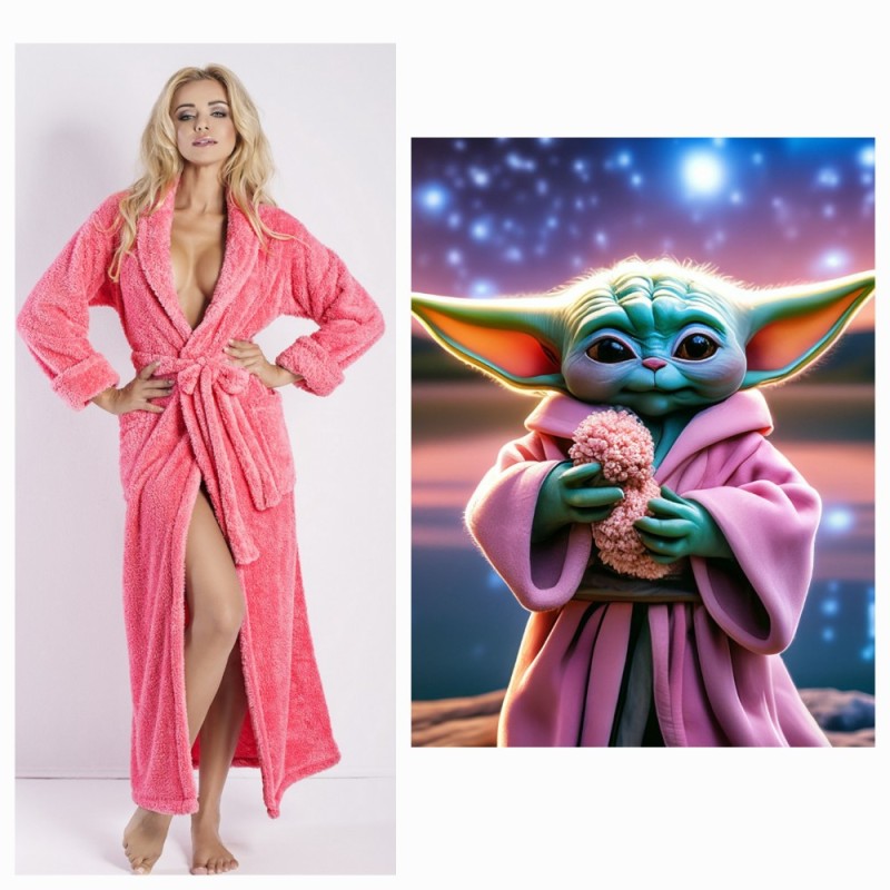 Create meme: Bathrobe women's, women's terry dressing gown, Toy master Yoda