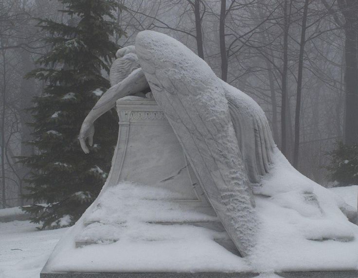 Create meme: cemetery statues of angels aesthetics, angel in the snow, weeping angel sculpture tombstone Italy