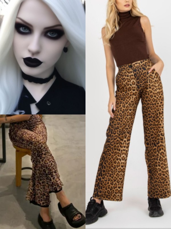 Create meme: leopard flared trousers, leopard flared trousers, palazzo women's leopard trousers