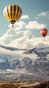 Картинки воздушный шар с корзиной в небе с облаками
