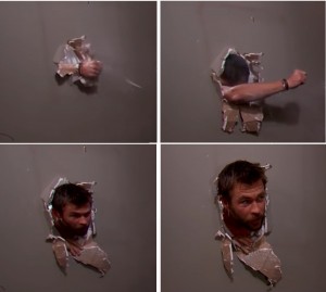 Create meme: Chris Hemsworth, Chris Hemsworth meme to the wall, Chris Hemsworth breaks down the wall meme