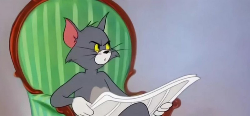 Create meme: Tom and Jerry , Tom and Jerry 1 episode, cat Tom with the newspaper