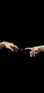Create meme: hands reach out to each other, the creation of Adam hands, the creation of Adam