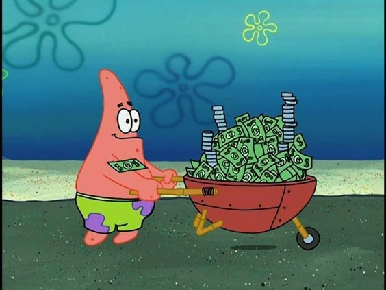 Create meme: spongebob and Patrick, Patrick , Patrick with the money