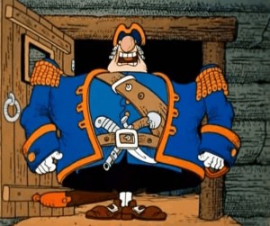 Create meme: captain Smollett, treasure island cartoon 1988 captain Smollett, treasure island