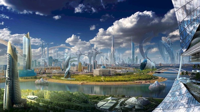 Create meme: city of the future background, cities of the future art, eco-city of the future concept