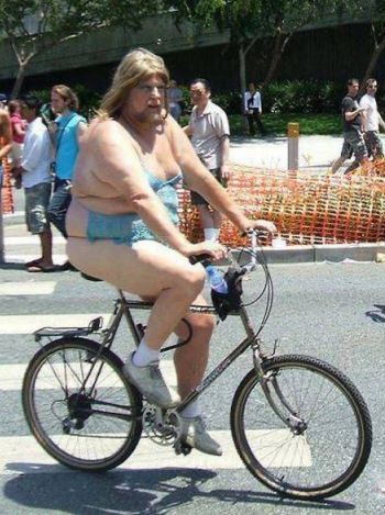 Create meme: cool bikes, fat on a bike, what does a funny person look like