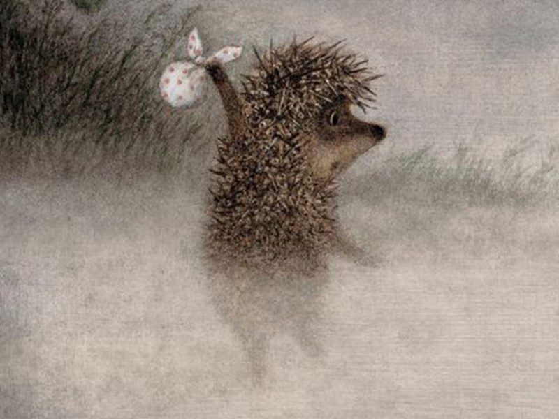 Create meme: Norstein hedgehog in the fog, hedgehog in the fog meaning, cartoon hedgehog in the fog