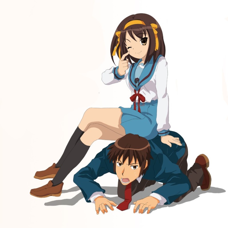 Create meme: The melancholy of Haruhi Suzumiya Ken and Haruhi, Haruhi Suzumiya, the melancholy of Haruhi Suzumiya