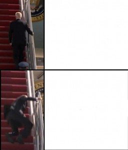 Создать мем: джо байден упал с лестницы, человек, мемы