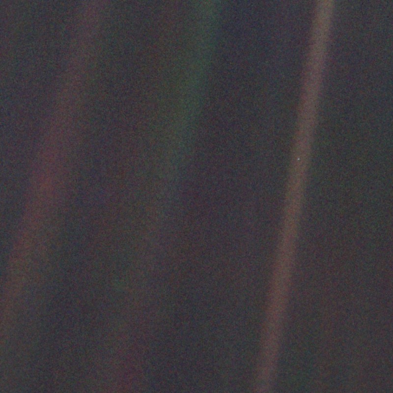 Create meme: Earth from Voyager, Pale blue dot Voyager, Blue dot Voyager snapshot