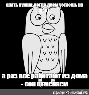 Meme: спать нужно, когда днем устаешь на работе а раз все работают из