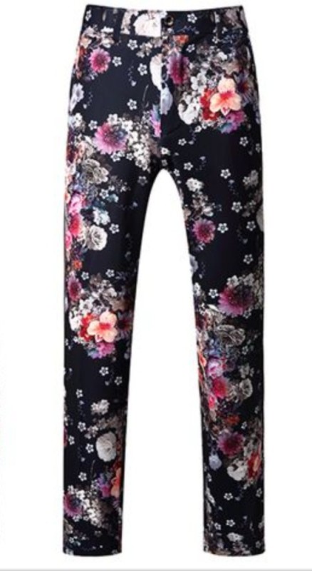 Create meme: women's trousers with print, trousers with floral print, leggings with floral print