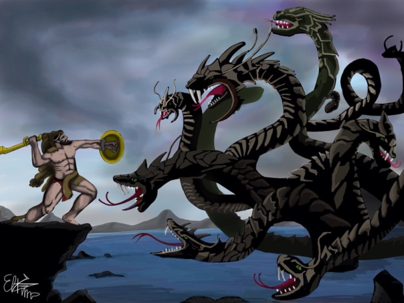 Create meme: lernaean Hydra, Hercules and the Lernaean Hydra, The feat of Hercules Hydra