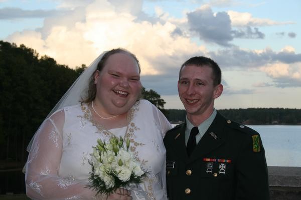 Create meme: The scary bride and groom, wedding couple, fat bride skinny groom