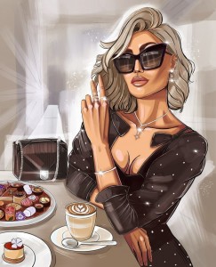 Create meme: illustration girls, fashion illustration, the girl in the cafe illustration